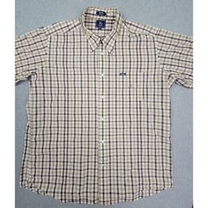 Lrg Wovens  Button Up Shirt 3XL Mens Beige Checkered Casual Long Sleeve P17380